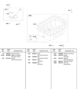 Oil Pan, Oil Pump Screen Diagram and Parts List for 58A447-0234-XX  Briggs and Stratton Engine